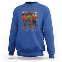 Black African American Cowgirl Christmas Sweatshirt Retro Western Howdy - Wonder Print Shop