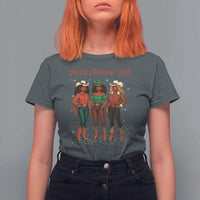 Black African American Cowgirl Christmas T Shirt For Women Retro Western Howdy - Wonder Print Shop