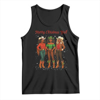 Black African American Cowgirl Christmas Tank Top Retro Western Howdy - Wonder Print Shop