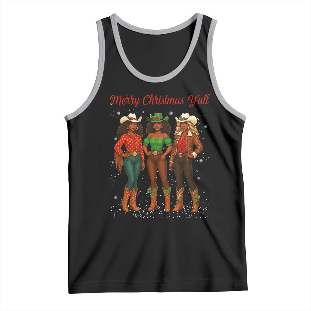 Black African American Cowgirl Christmas Tank Top Retro Western Howdy - Wonder Print Shop
