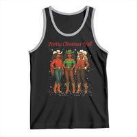 Black African American Cowgirl Christmas Tank Top Retro Western Howdy - Wonder Print Shop