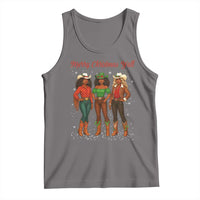 Black African American Cowgirl Christmas Tank Top Retro Western Howdy - Wonder Print Shop