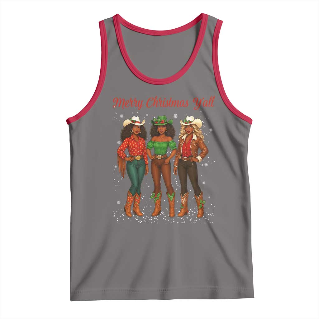 Black African American Cowgirl Christmas Tank Top Retro Western Howdy - Wonder Print Shop