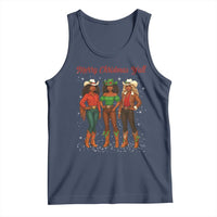 Black African American Cowgirl Christmas Tank Top Retro Western Howdy - Wonder Print Shop