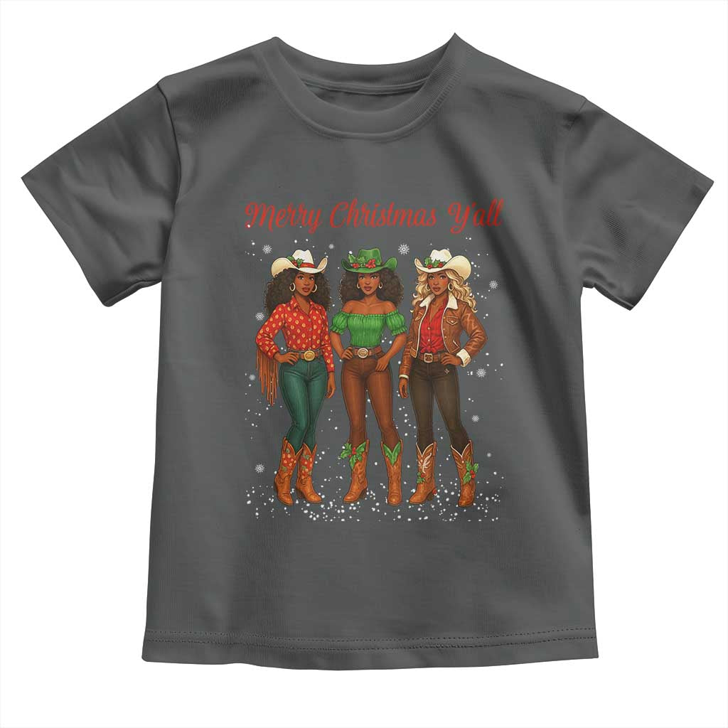 Black African American Cowgirl Christmas Toddler T Shirt Retro Western Howdy - Wonder Print Shop