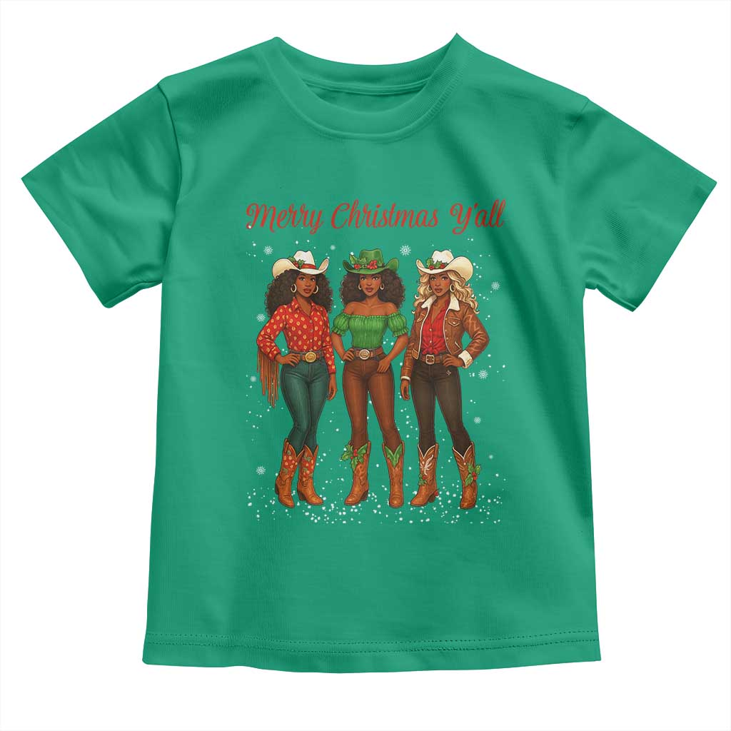 Black African American Cowgirl Christmas Toddler T Shirt Retro Western Howdy - Wonder Print Shop