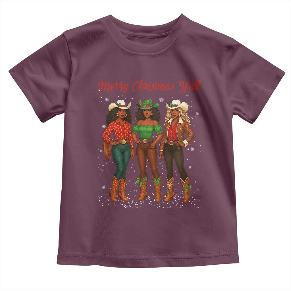 Black African American Cowgirl Christmas Toddler T Shirt Retro Western Howdy - Wonder Print Shop