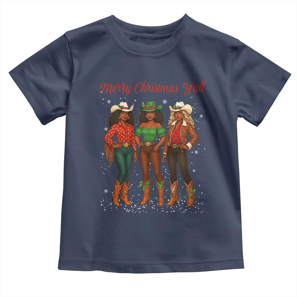 Black African American Cowgirl Christmas Toddler T Shirt Retro Western Howdy - Wonder Print Shop