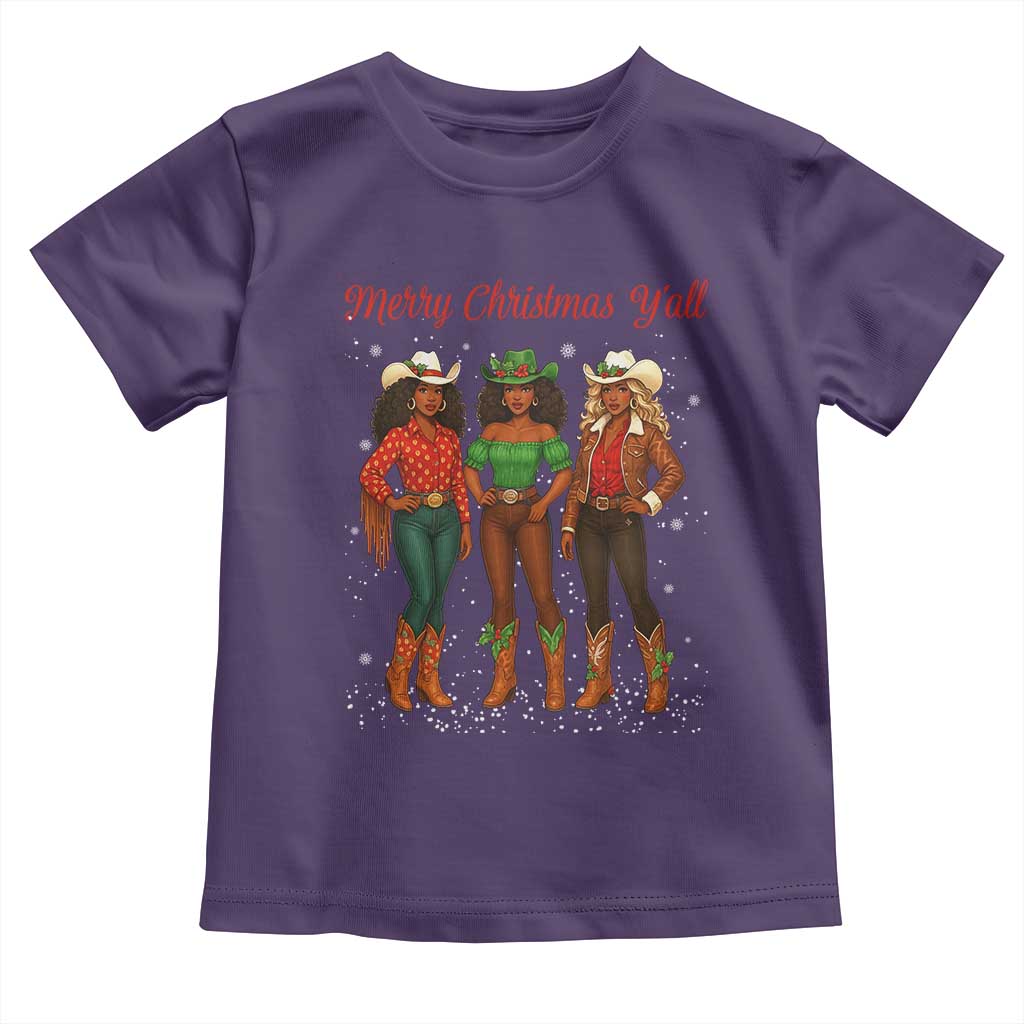 Black African American Cowgirl Christmas Toddler T Shirt Retro Western Howdy - Wonder Print Shop