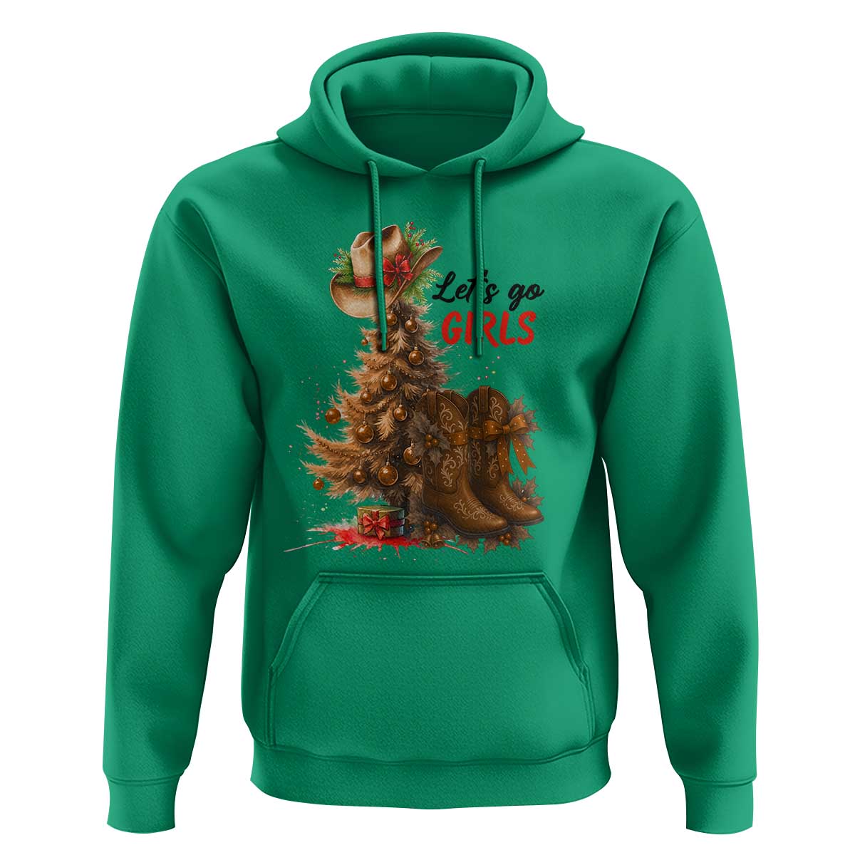 Christmas Cowgirl Boots Hoodie Western Cowboy Hat Howdy - Wonder Print Shop