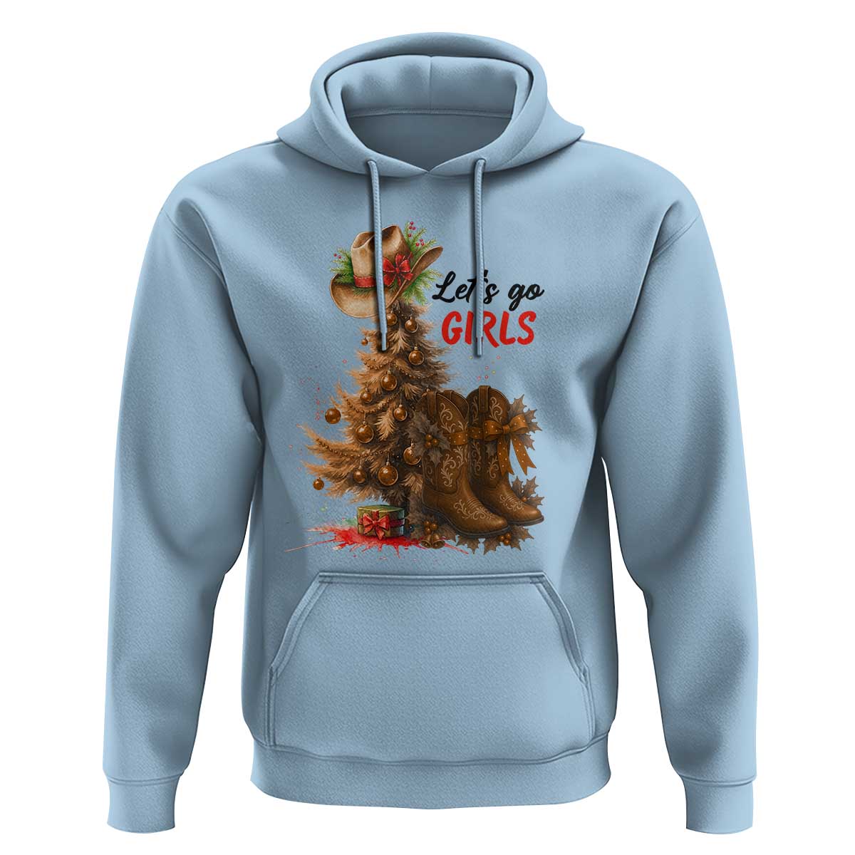 Christmas Cowgirl Boots Hoodie Western Cowboy Hat Howdy - Wonder Print Shop