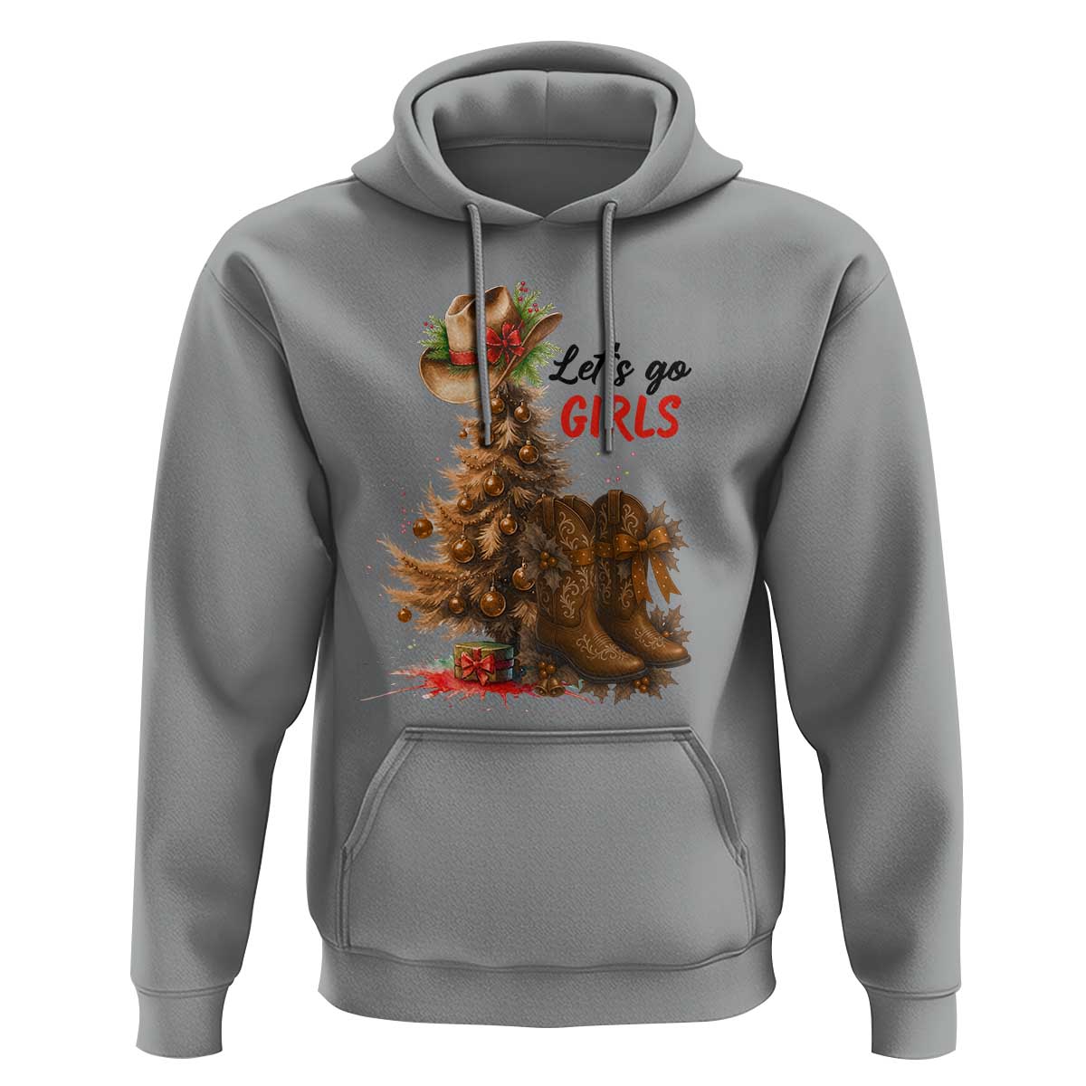 Christmas Cowgirl Boots Hoodie Western Cowboy Hat Howdy - Wonder Print Shop