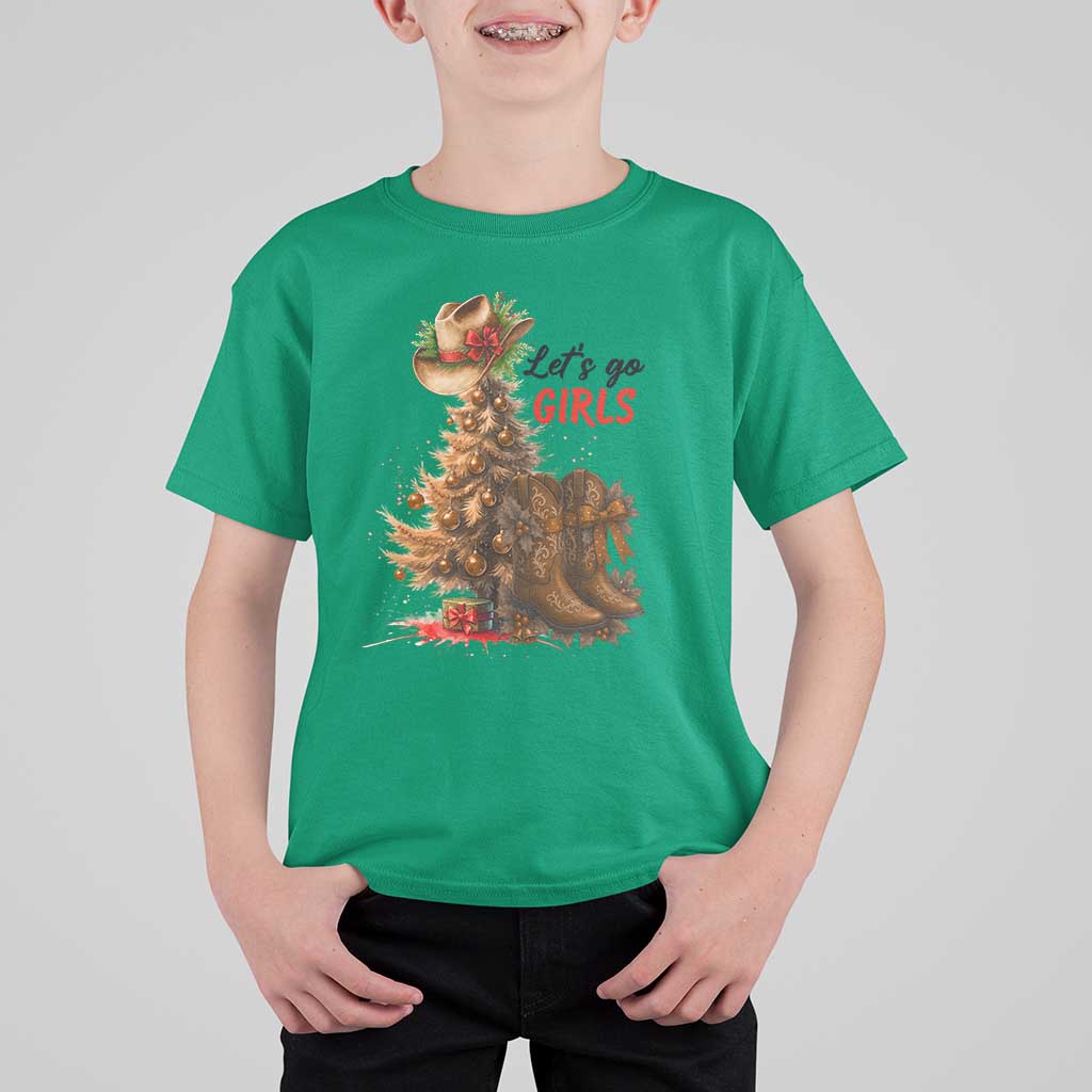 Christmas Cowgirl Boots T Shirt For Kid Western Cowboy Hat Howdy - Wonder Print Shop