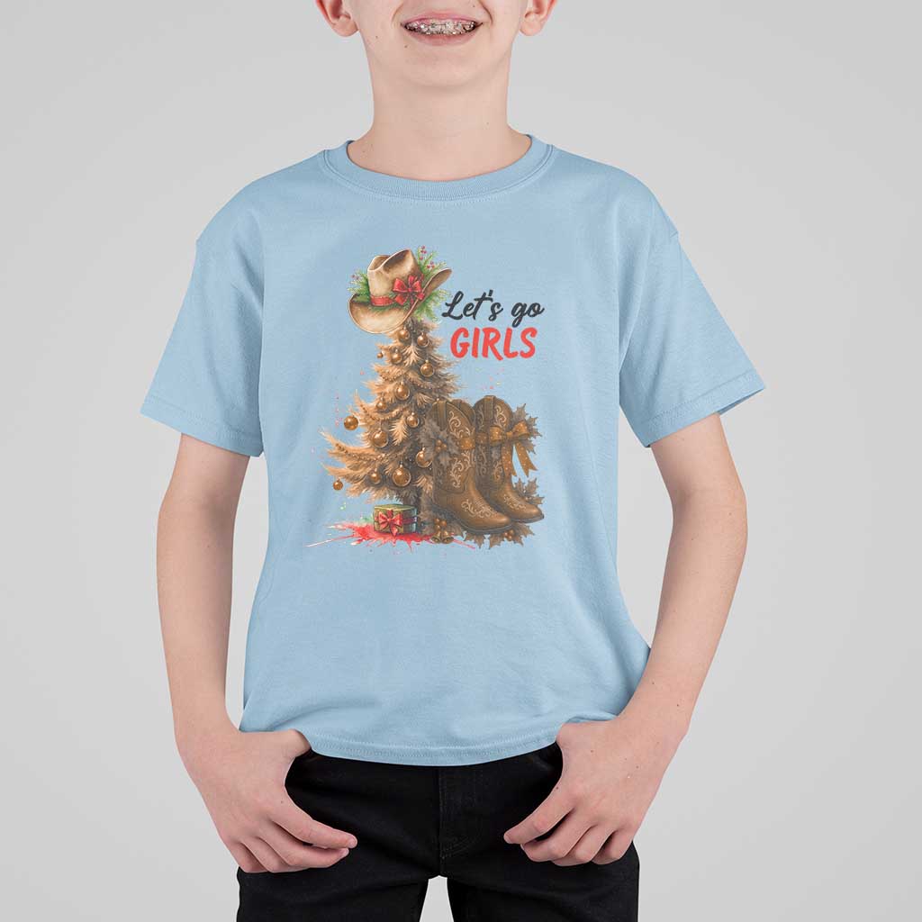 Christmas Cowgirl Boots T Shirt For Kid Western Cowboy Hat Howdy - Wonder Print Shop