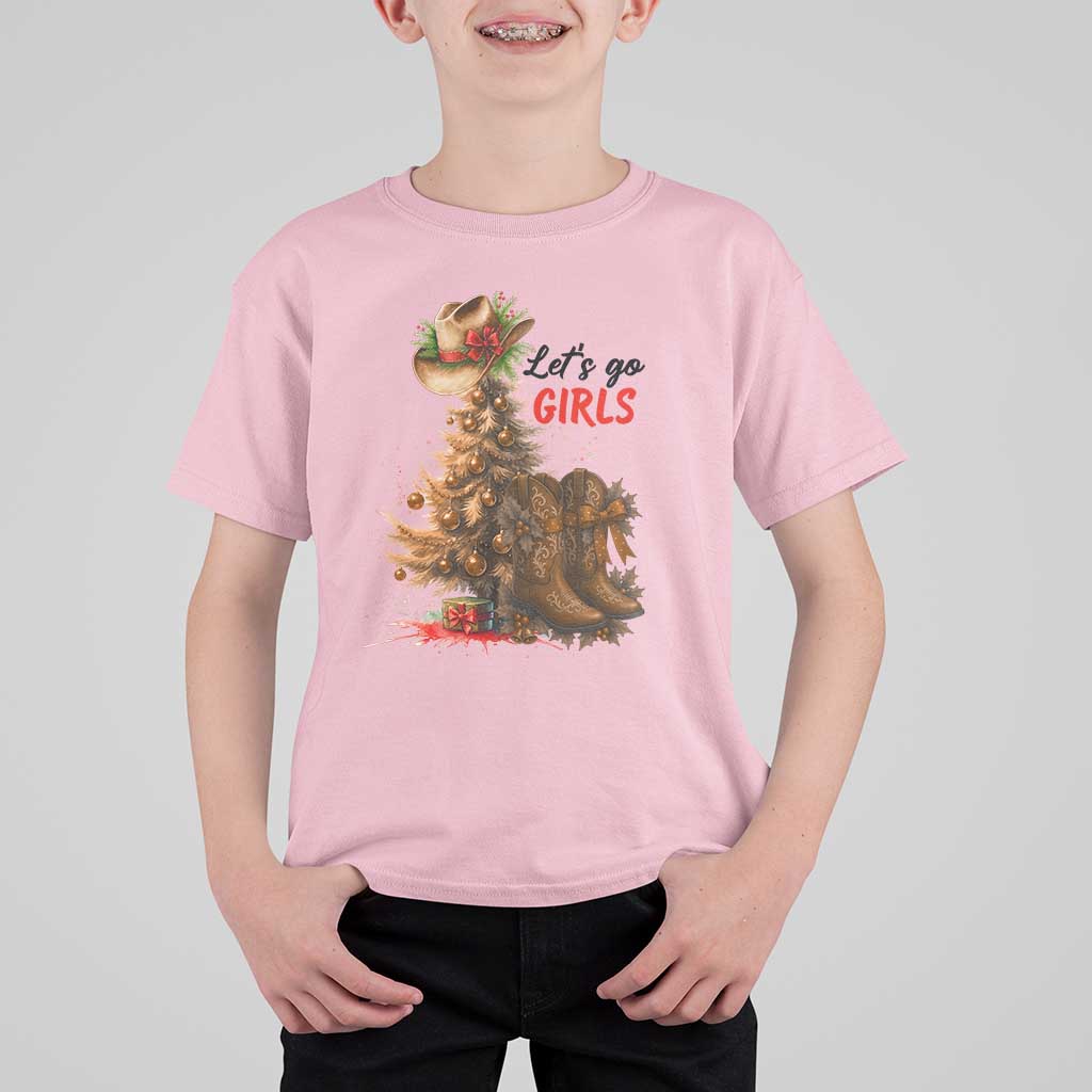 Christmas Cowgirl Boots T Shirt For Kid Western Cowboy Hat Howdy - Wonder Print Shop