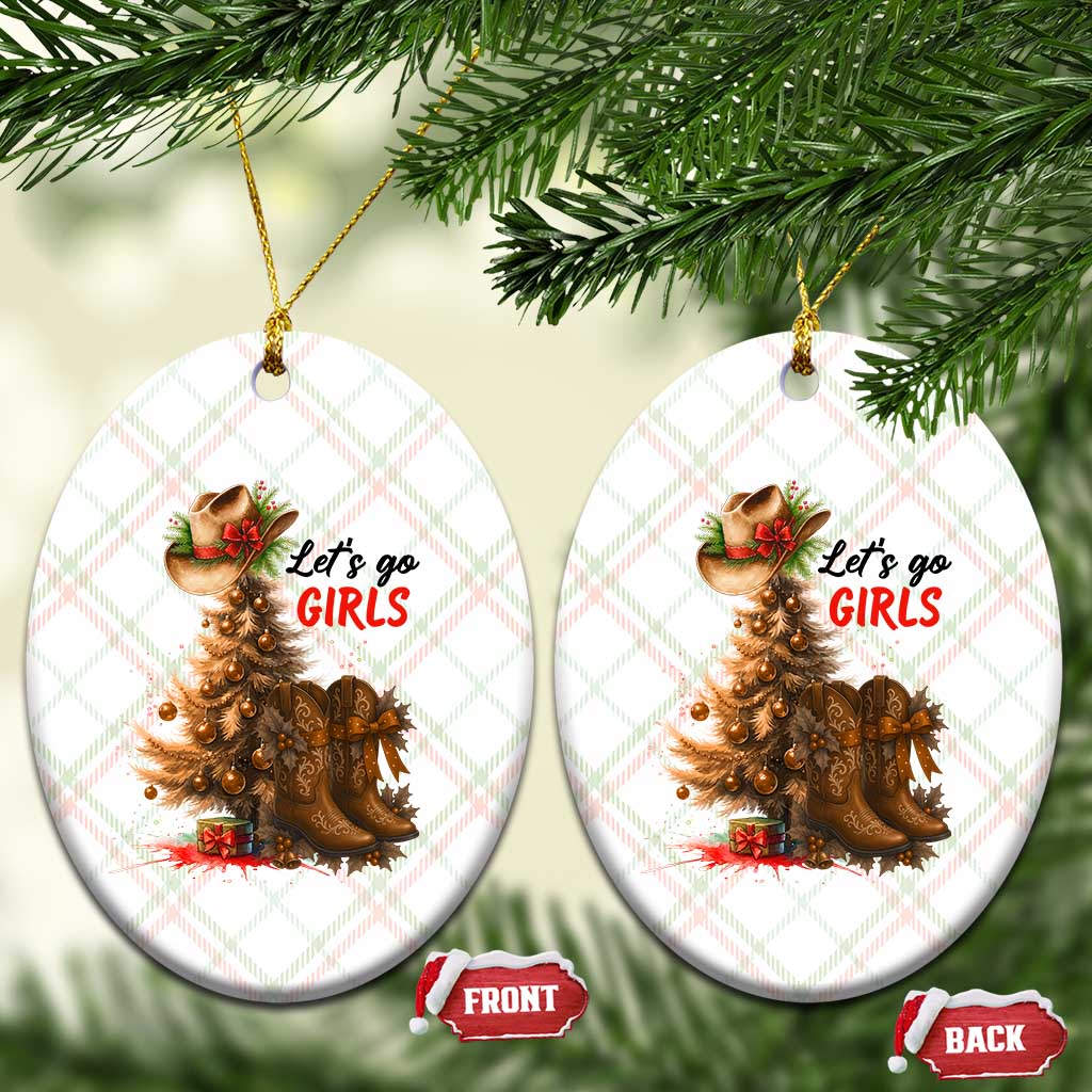 Christmas Cowgirl Boots Ceramic Ornament Western Cowboy Hat Howdy - Wonder Print Shop