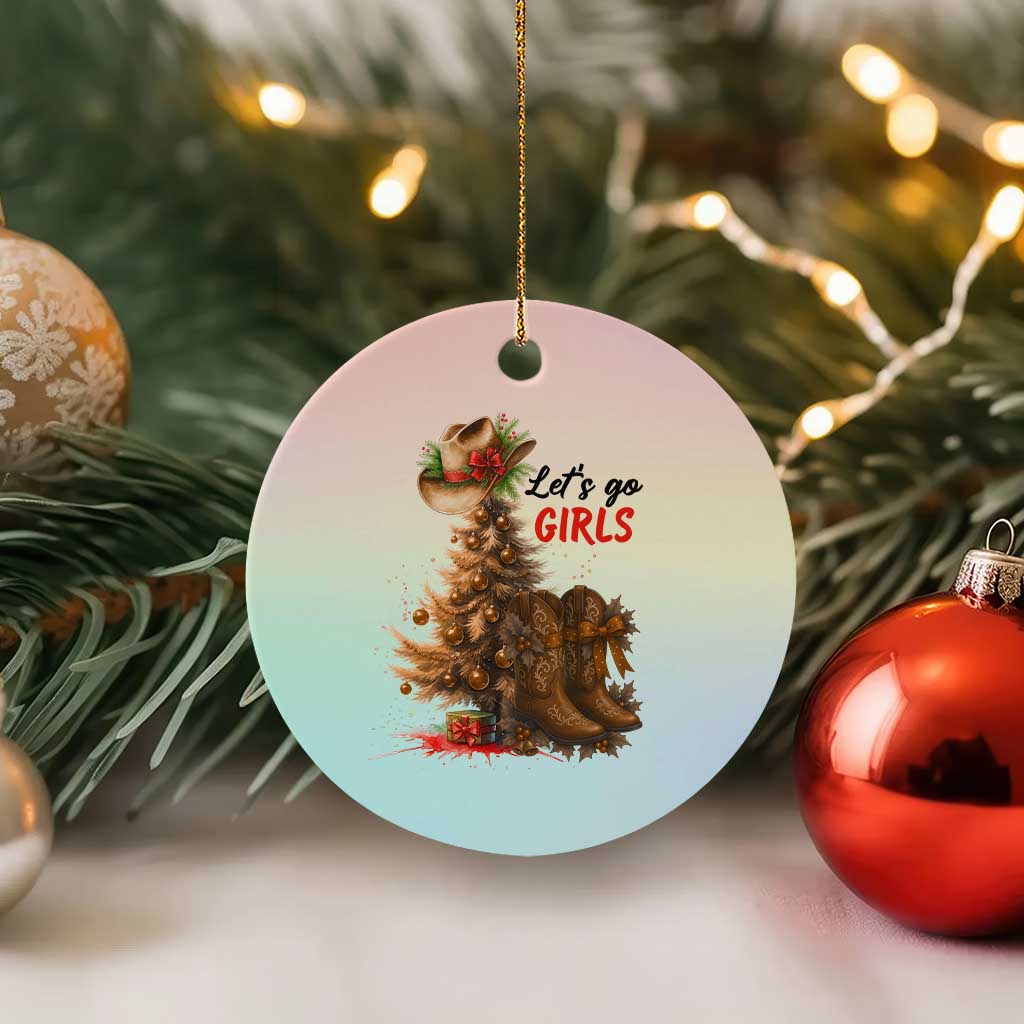 Christmas Cowgirl Boots Ceramic Ornament Western Cowboy Hat Howdy - Wonder Print Shop