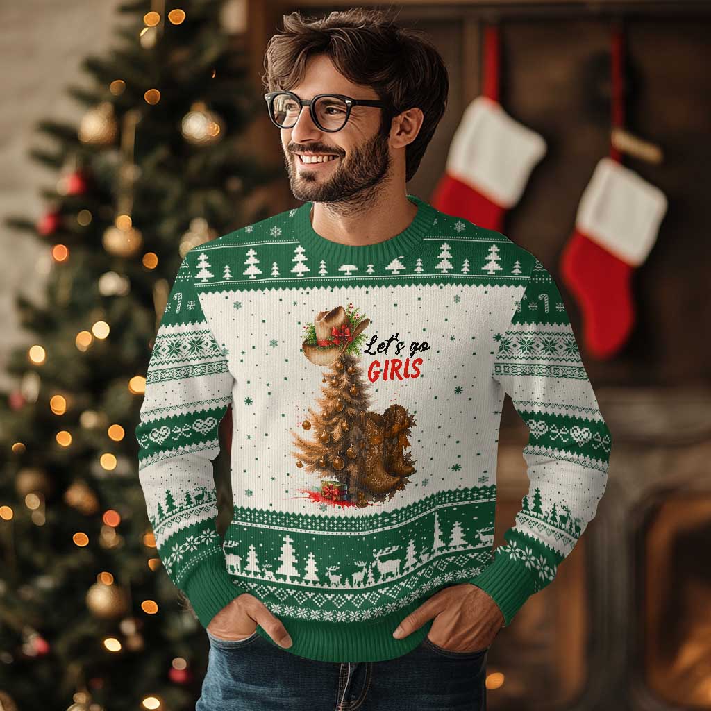 Xmas Cowgirl Boots Ugly Christmas Sweater Western Cowboy Hat Howdy - Wonder Print Shop