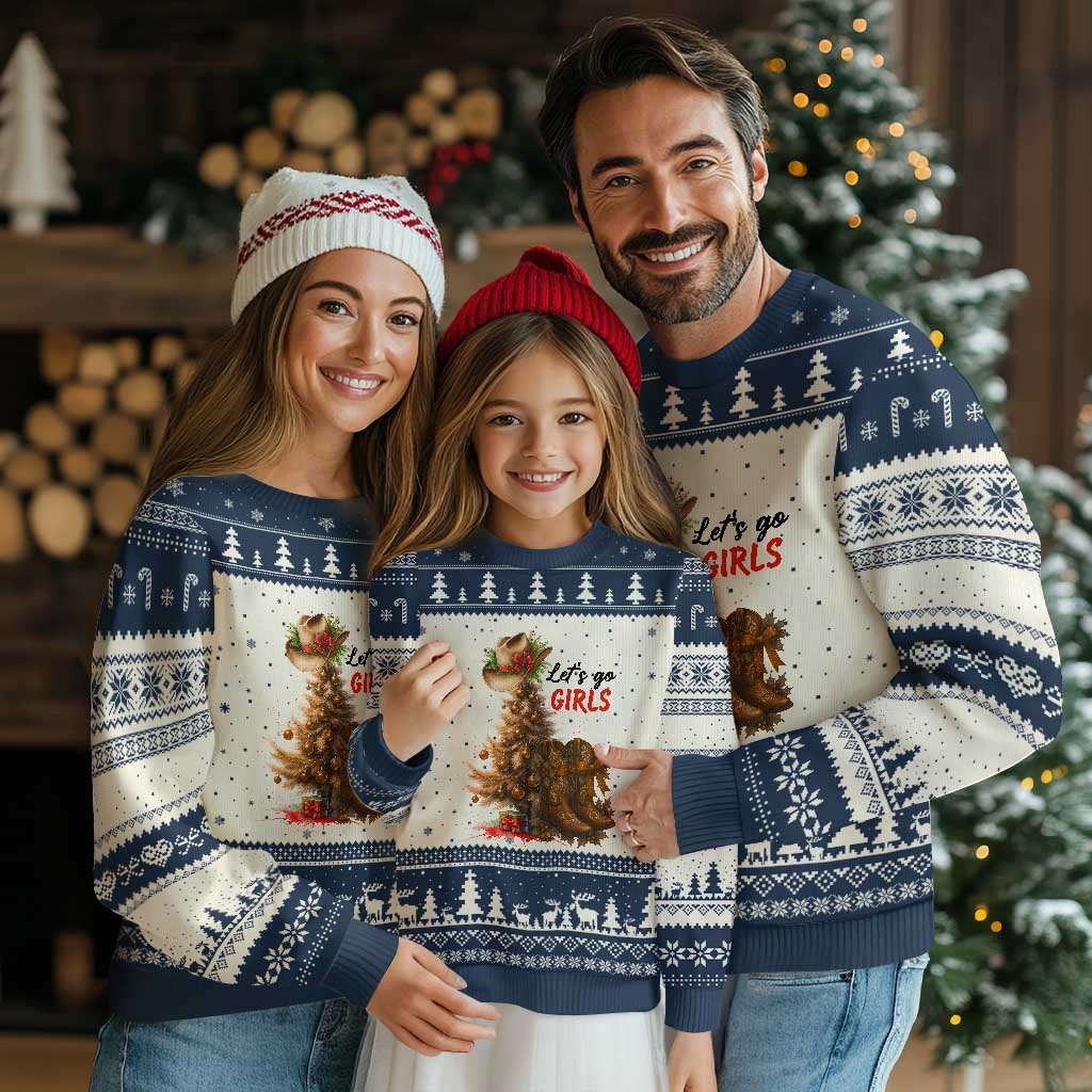 Xmas Cowgirl Boots Ugly Christmas Sweater Western Cowboy Hat Howdy - Wonder Print Shop