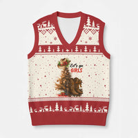 Xmas Cowgirl Boots V-Neck Knit Sweater Vest Western Cowboy Hat Howdy - Wonder Print Shop