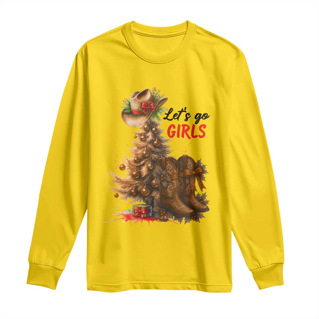 Christmas Cowgirl Boots Long Sleeve Shirt Western Cowboy Hat Howdy - Wonder Print Shop