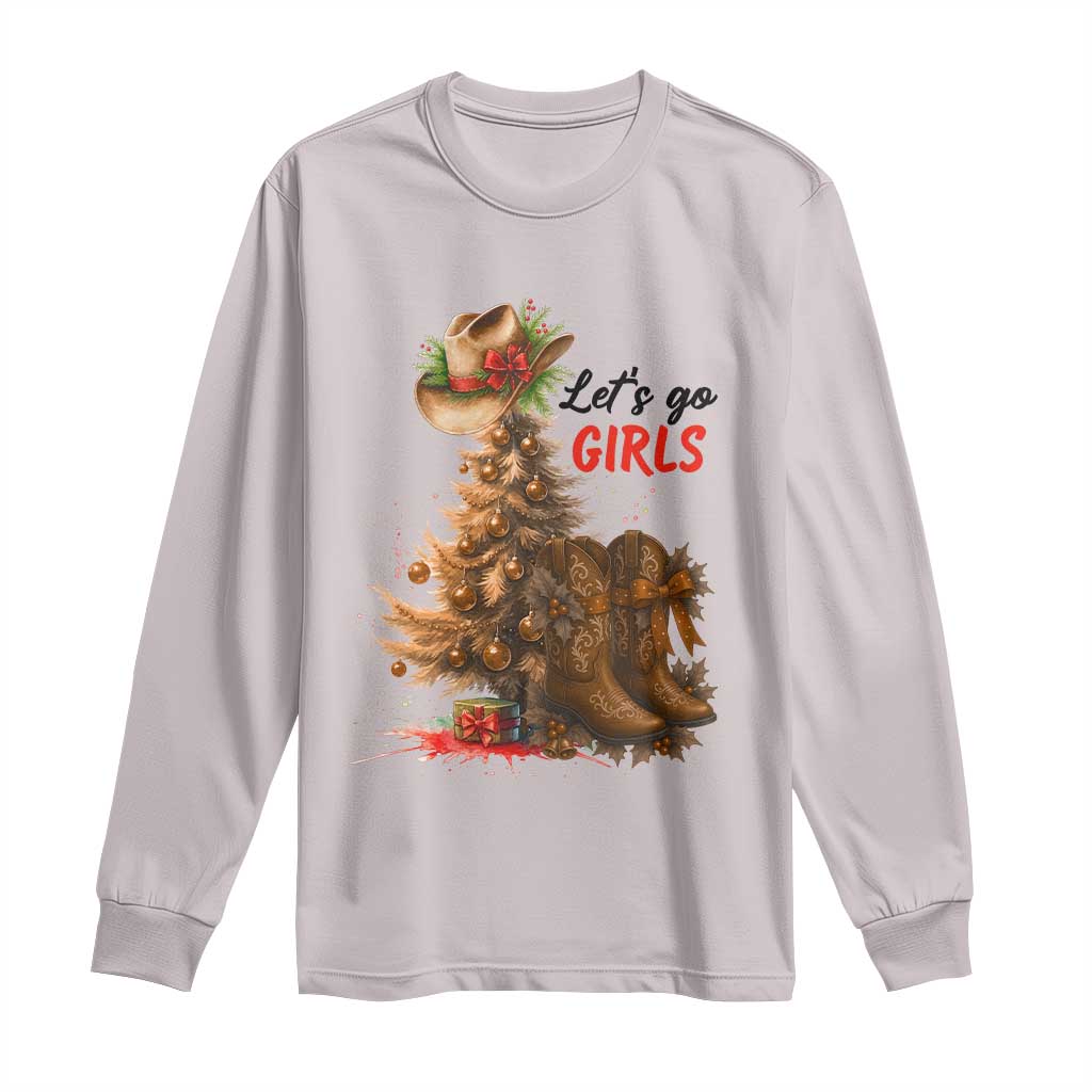 Christmas Cowgirl Boots Long Sleeve Shirt Western Cowboy Hat Howdy - Wonder Print Shop