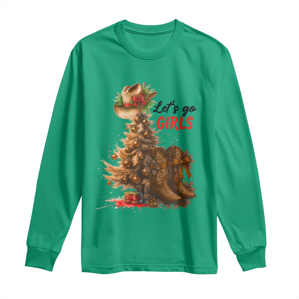 Christmas Cowgirl Boots Long Sleeve Shirt Western Cowboy Hat Howdy - Wonder Print Shop