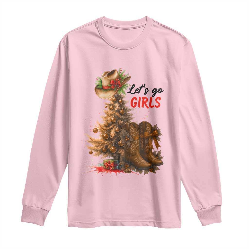 Christmas Cowgirl Boots Long Sleeve Shirt Western Cowboy Hat Howdy - Wonder Print Shop