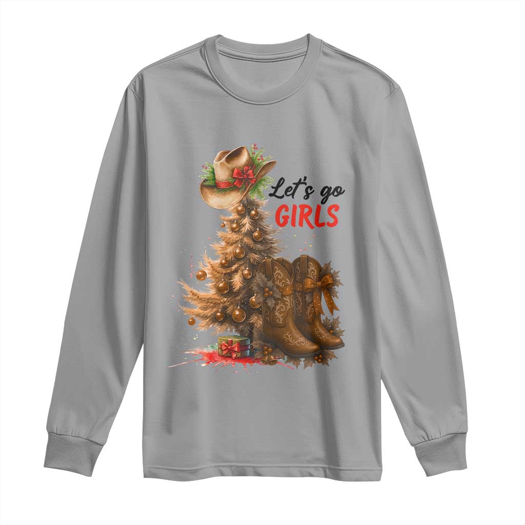 Christmas Cowgirl Boots Long Sleeve Shirt Western Cowboy Hat Howdy - Wonder Print Shop