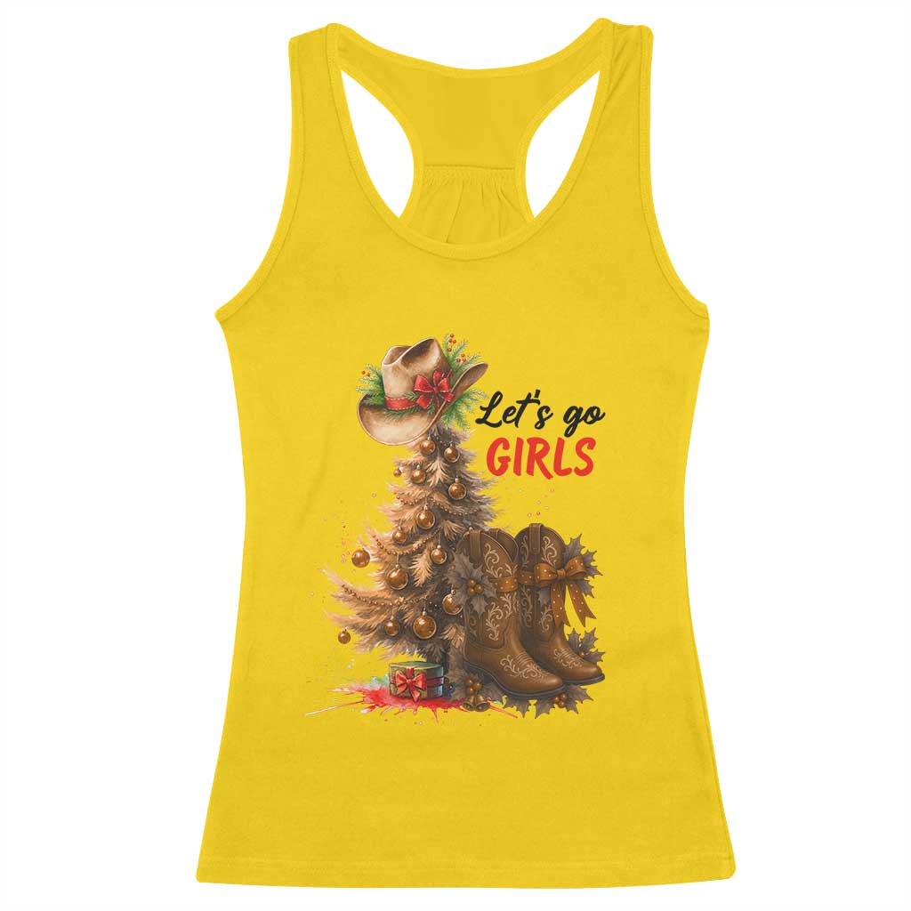 Christmas Cowgirl Boots Racerback Tank Top Western Cowboy Hat Howdy - Wonder Print Shop