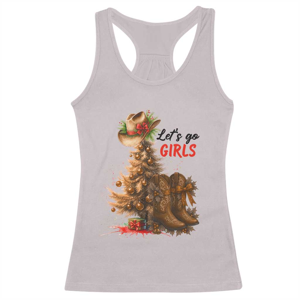 Christmas Cowgirl Boots Racerback Tank Top Western Cowboy Hat Howdy - Wonder Print Shop