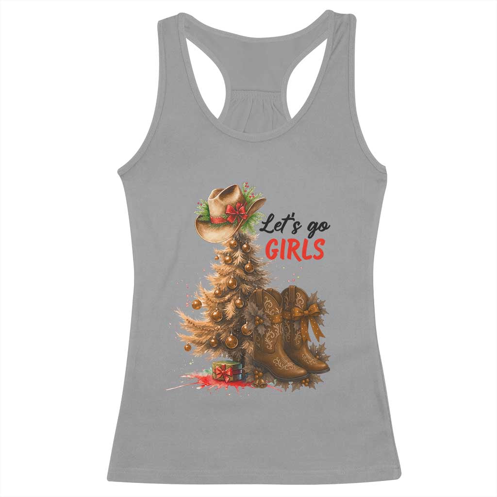 Christmas Cowgirl Boots Racerback Tank Top Western Cowboy Hat Howdy - Wonder Print Shop