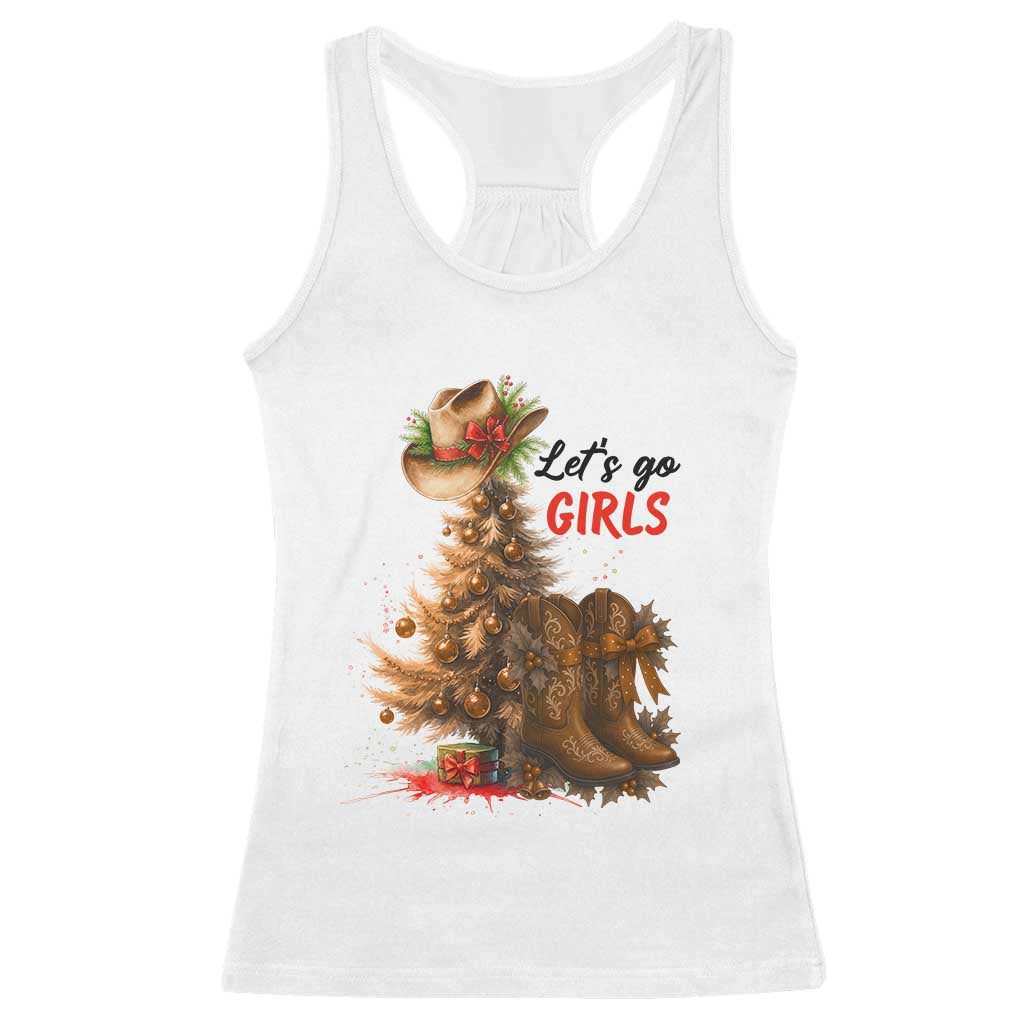 Christmas Cowgirl Boots Racerback Tank Top Western Cowboy Hat Howdy - Wonder Print Shop