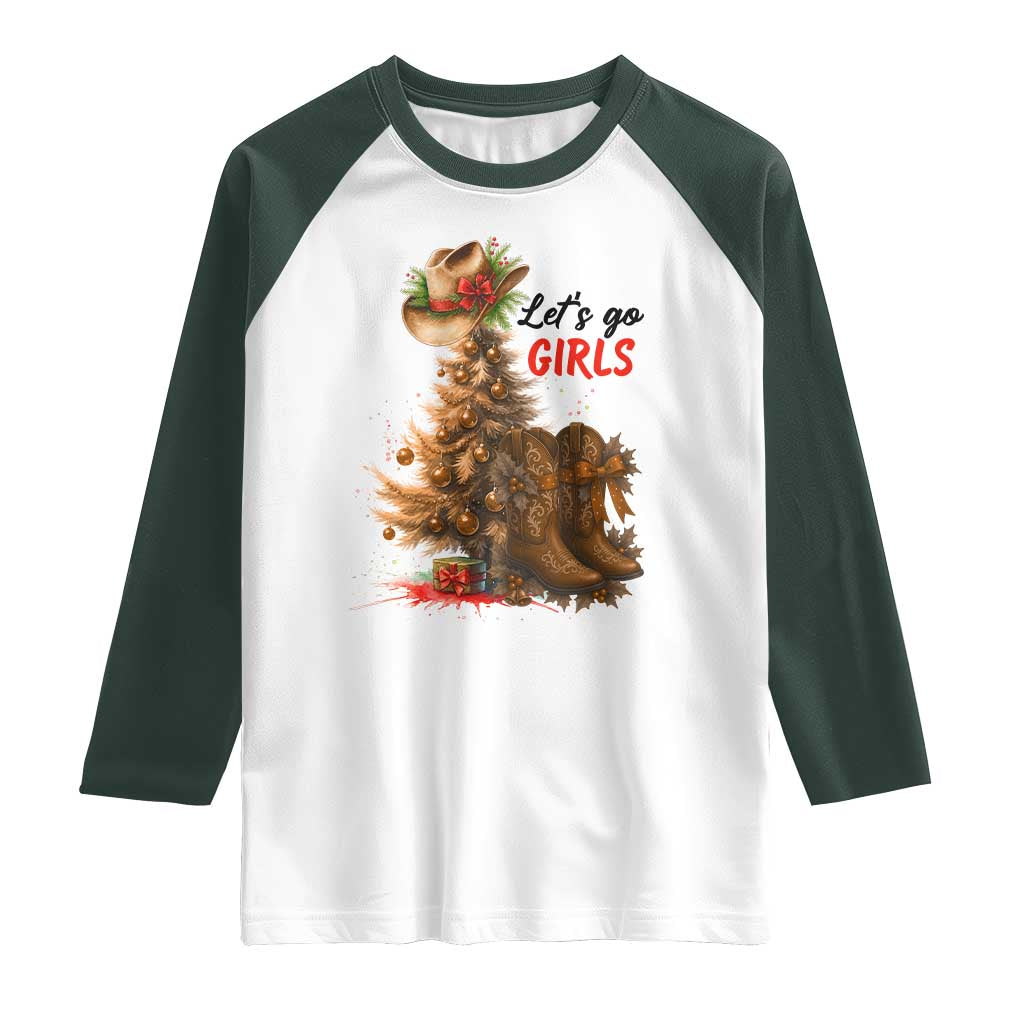 Christmas Cowgirl Boots Raglan Shirt Western Cowboy Hat Howdy - Wonder Print Shop