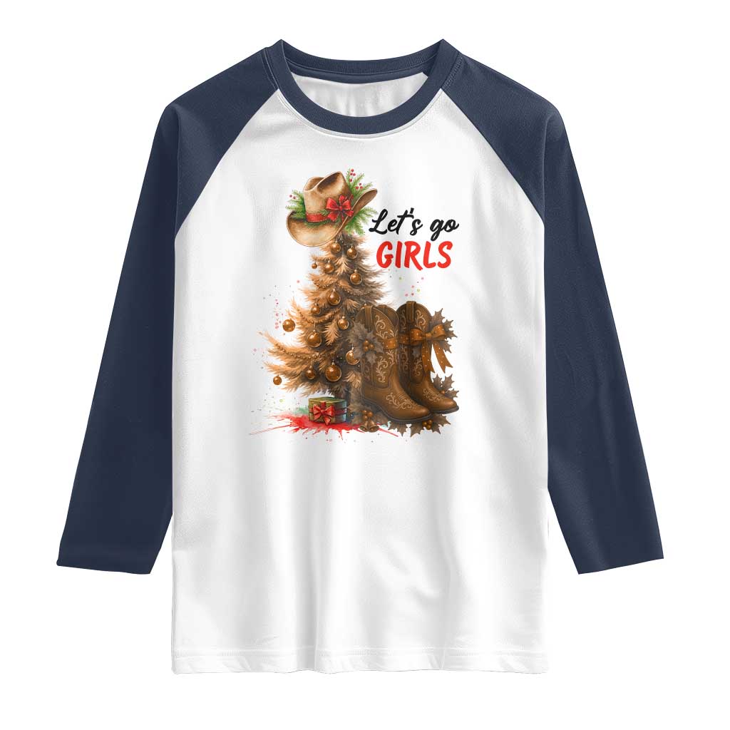 Christmas Cowgirl Boots Raglan Shirt Western Cowboy Hat Howdy - Wonder Print Shop