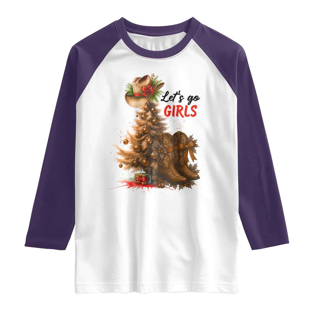 Christmas Cowgirl Boots Raglan Shirt Western Cowboy Hat Howdy - Wonder Print Shop