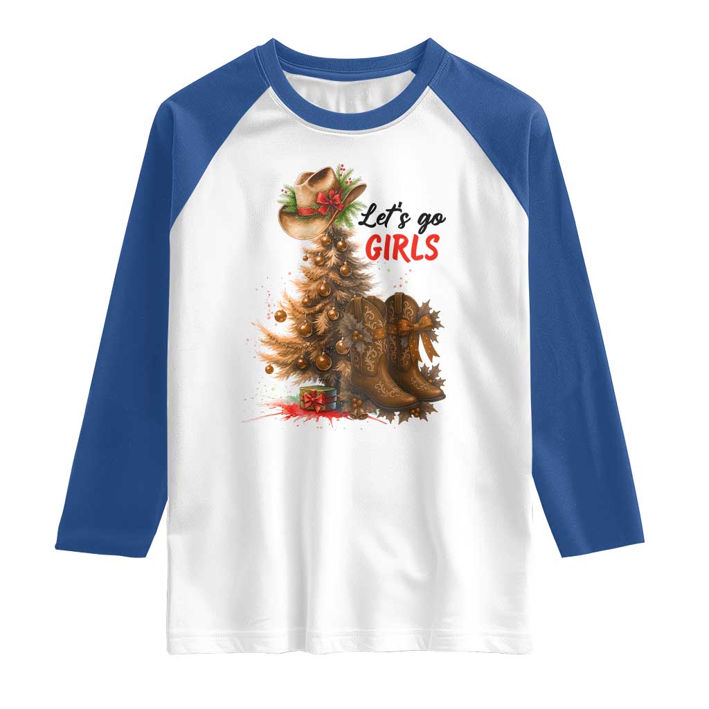 Christmas Cowgirl Boots Raglan Shirt Western Cowboy Hat Howdy - Wonder Print Shop
