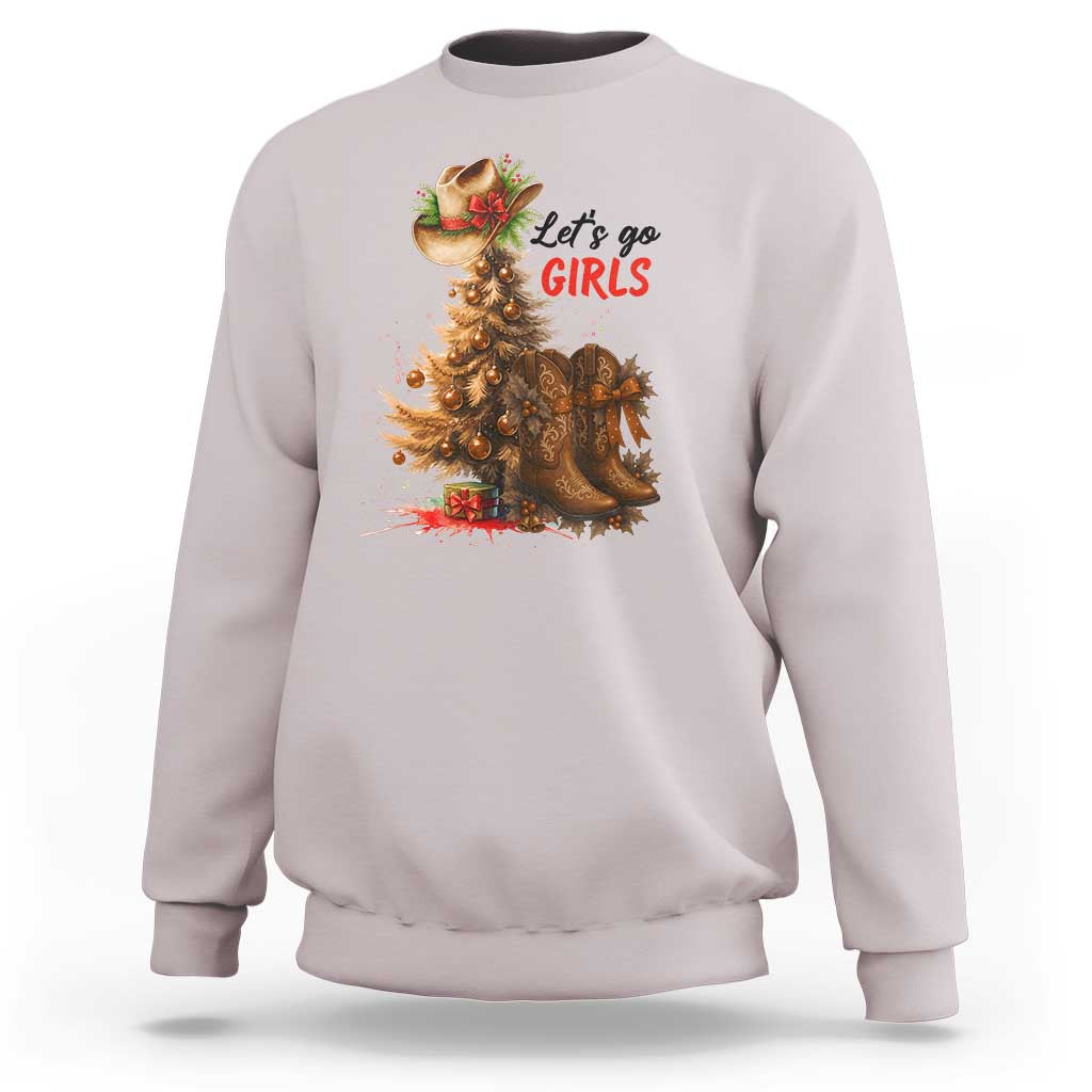 Christmas Cowgirl Boots Sweatshirt Western Cowboy Hat Howdy - Wonder Print Shop
