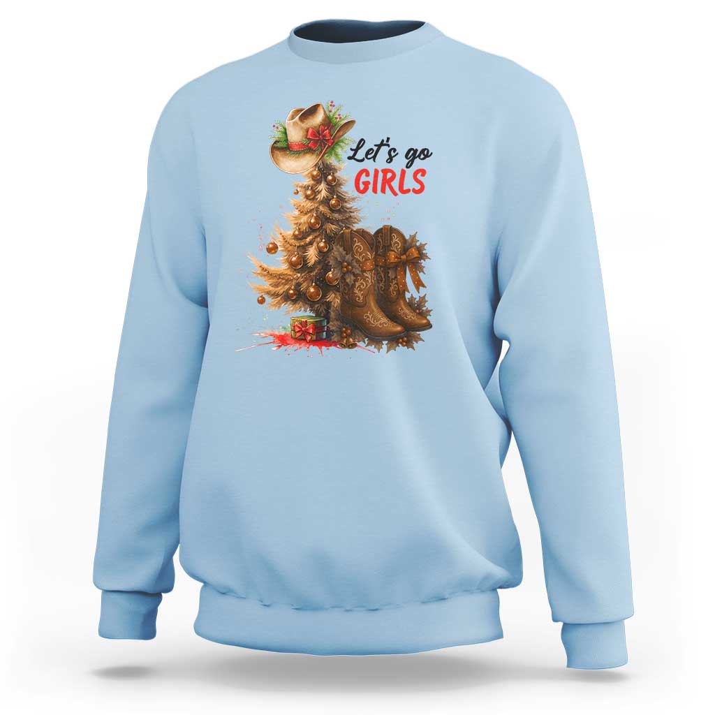 Christmas Cowgirl Boots Sweatshirt Western Cowboy Hat Howdy - Wonder Print Shop