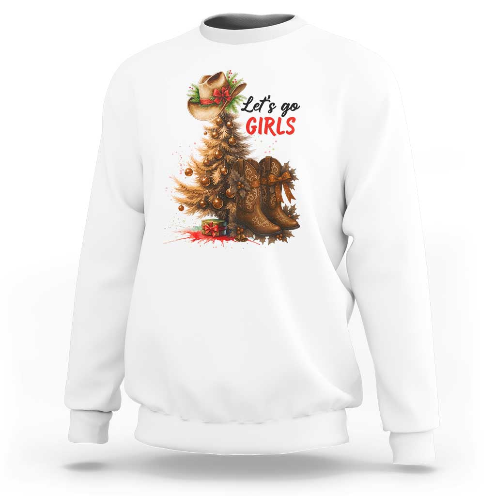 Christmas Cowgirl Boots Sweatshirt Western Cowboy Hat Howdy - Wonder Print Shop