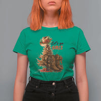 Christmas Cowgirl Boots T Shirt For Women Western Cowboy Hat Howdy - Wonder Print Shop