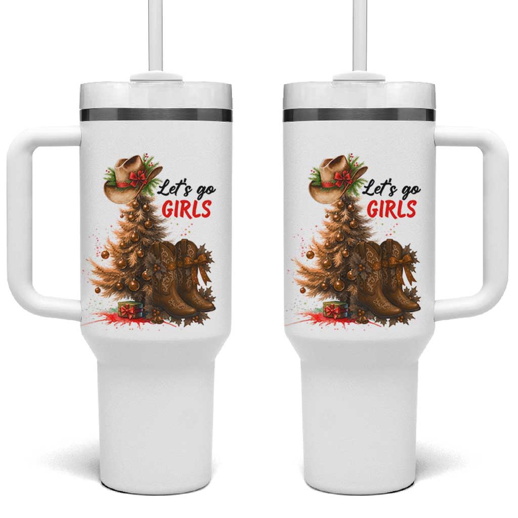 Christmas Cowgirl Boots Tumbler With Handle Western Cowboy Hat Howdy - Wonder Print Shop