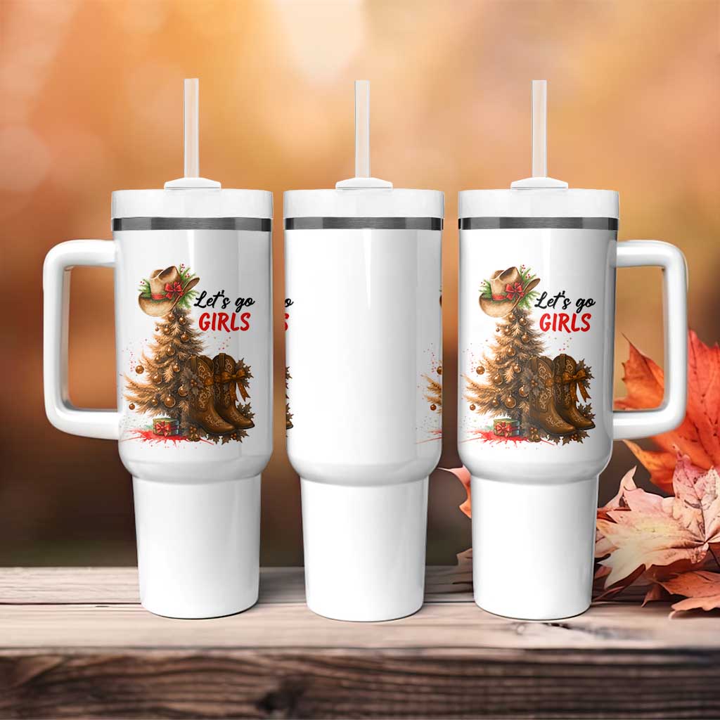 Christmas Cowgirl Boots Tumbler With Handle Western Cowboy Hat Howdy - Wonder Print Shop