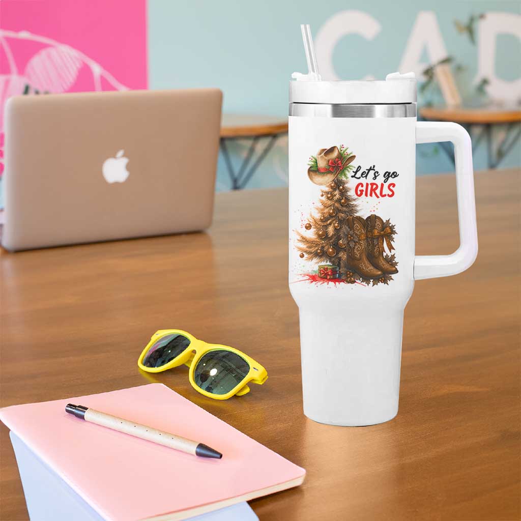 Christmas Cowgirl Boots Tumbler With Handle Western Cowboy Hat Howdy - Wonder Print Shop
