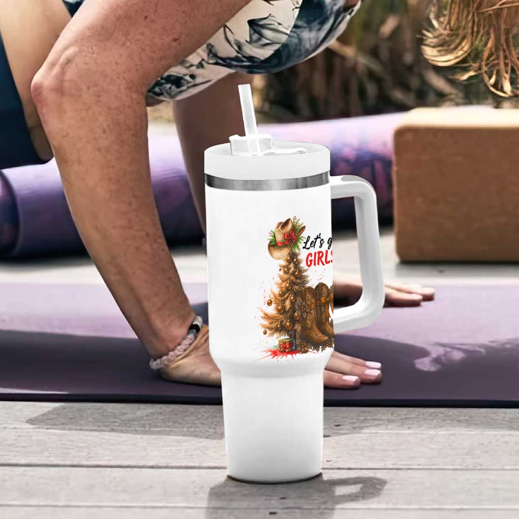 Christmas Cowgirl Boots Tumbler With Handle Western Cowboy Hat Howdy - Wonder Print Shop