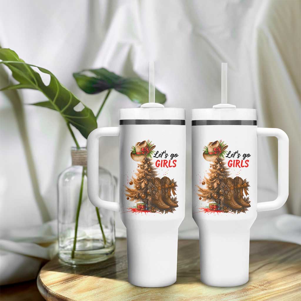 Christmas Cowgirl Boots Tumbler With Handle Western Cowboy Hat Howdy - Wonder Print Shop
