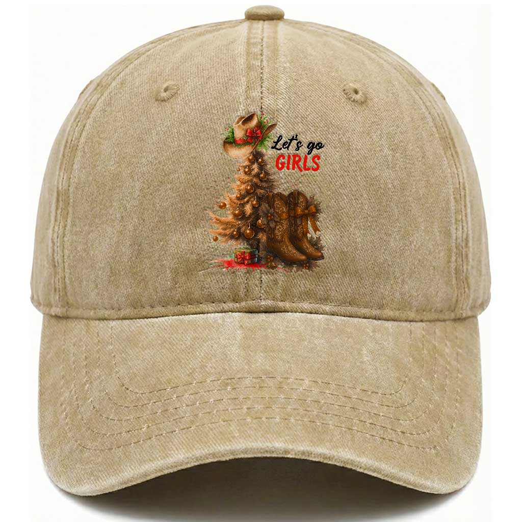Christmas Cowgirl Boots Washed Cotton Baseball Cap Western Cowboy Hat Howdy