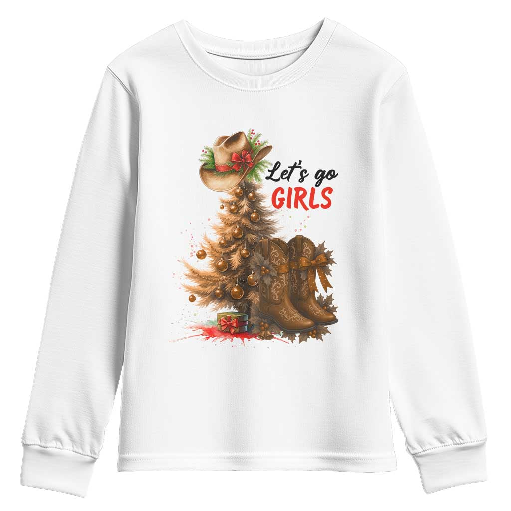 Christmas Cowgirl Boots Youth Sweatshirt Western Cowboy Hat Howdy - Wonder Print Shop