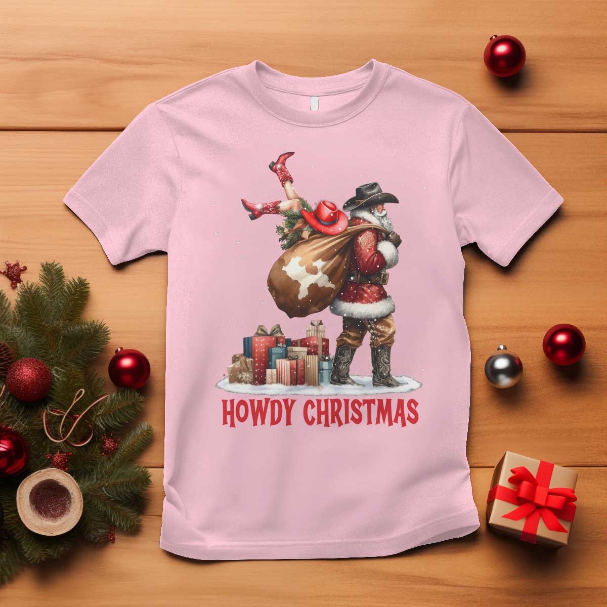 Cowboy Santa Christmas T Shirt Funny Western Xmas - Wonder Print Shop