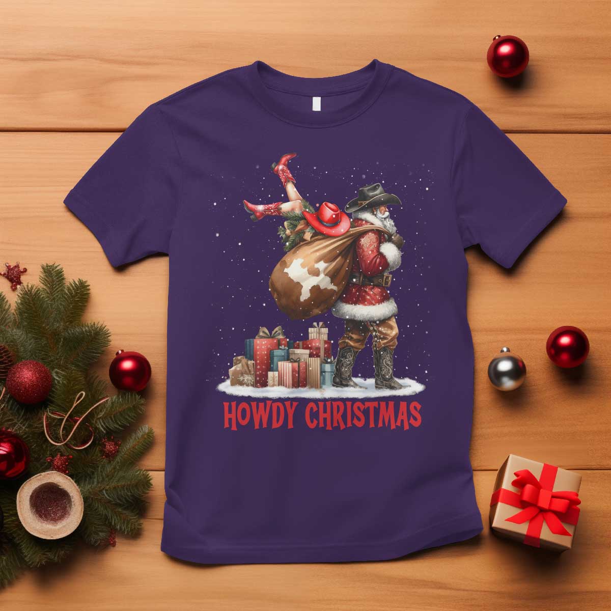 Cowboy Santa Christmas T Shirt Funny Western Xmas - Wonder Print Shop